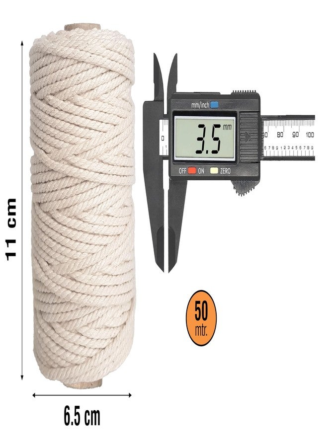 TOWNBUS Macrame Cord 3.5mm | 2 x 50 Meters Natural Soft Cotton Rope | Thread for All DIY - Image 3